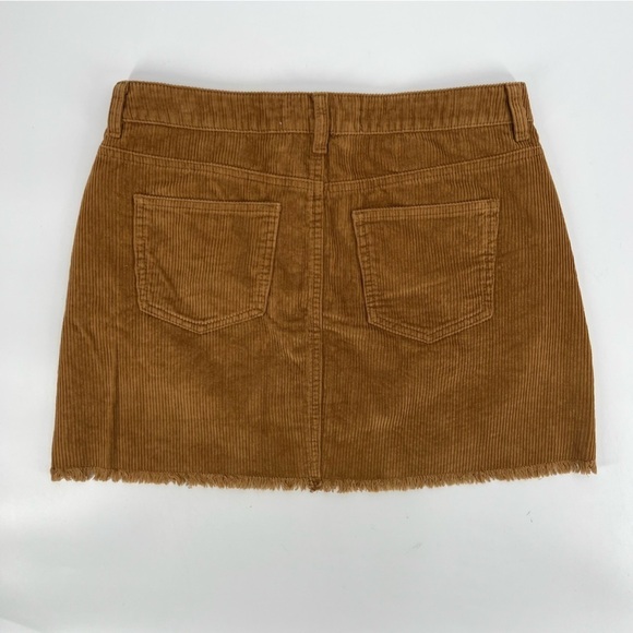 Indigo Rein Brown Corduroy Button Up Raw Hem Mini Skirt Size 9 - Picture 3 of 5